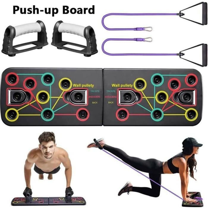 Support de Push-up avec Bande de Résistance et Bande Élastique, Push Up Board multifonction Équipement d’Entrainement de fitness