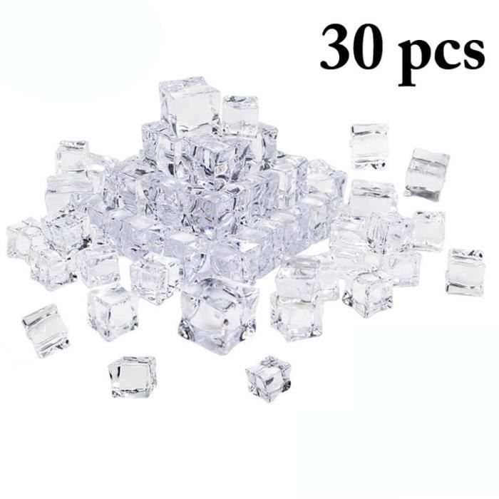 Faux glaçons réutilisables 30mm 30 pièces - Cubes en cristal acrylique artificiel, décor de réception - Modèle: 20mm - JBZXGA01456