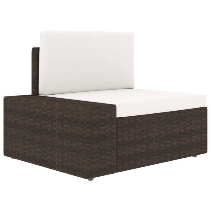Canapé d'angle sectionnel Confortable- Contemporain Salon de jardin accoudoir droit Résine tressée Marron