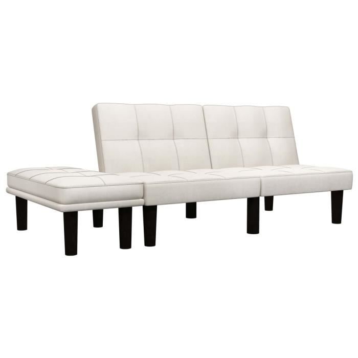 Canapé d'angle convertible réversible 3 places - Tissu crème - Contemporain - 133 x 73 x 71 cm