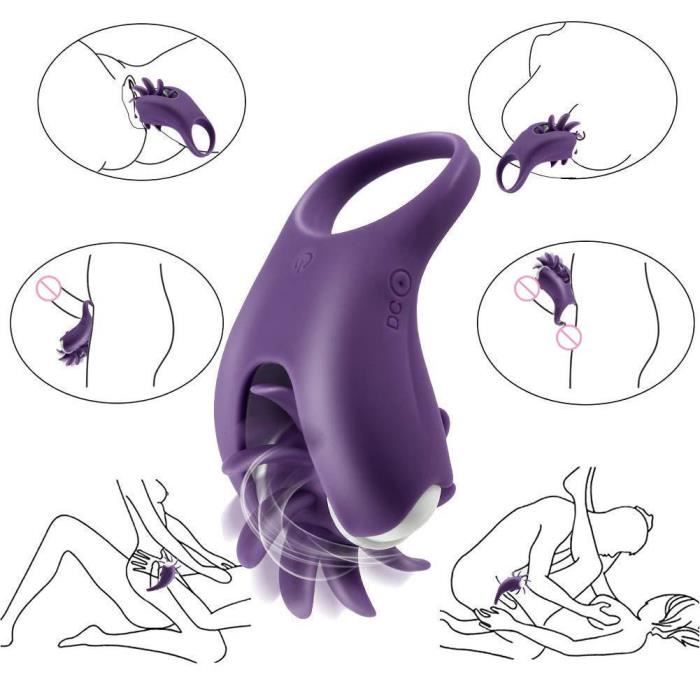 vibrant pénis Silicone doux rotatif Rechargeable plus long retard heureux temps vibrateur Sex Toys pour femme - Type purple