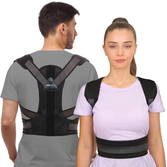 Correcteur de Posture Dos pour Homme & Femme - Ceinture Dorsale Ajustable et Lavable - Redresse Dos Idéal pour Soulager le Mal de D