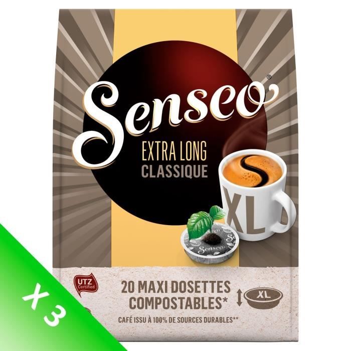 Lot de 3 -Senseo Extra long classique café en dosettes x20 - 250 g