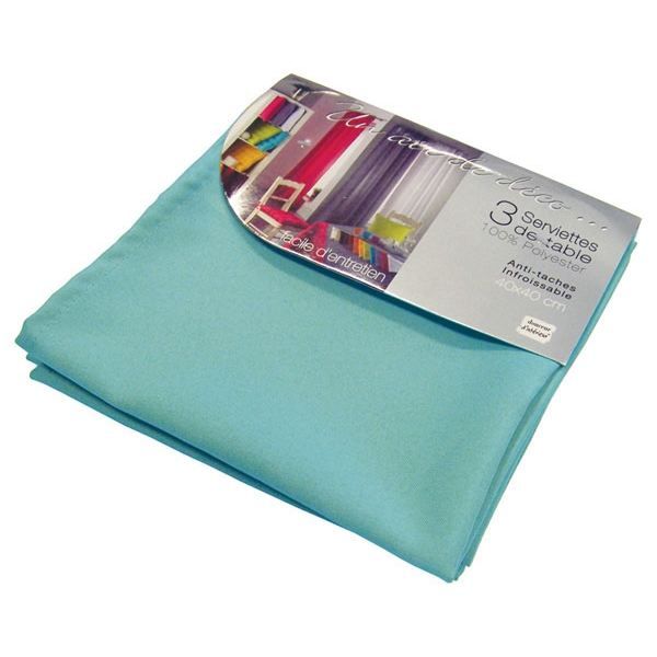 3 serviettes de table ESSENTIEL bleu turquoise