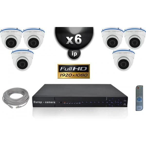 Kit Vidéo Surveillance PRO IP : 6x Caméras POE Dômes IR 20M SONY 1080P + Enregis