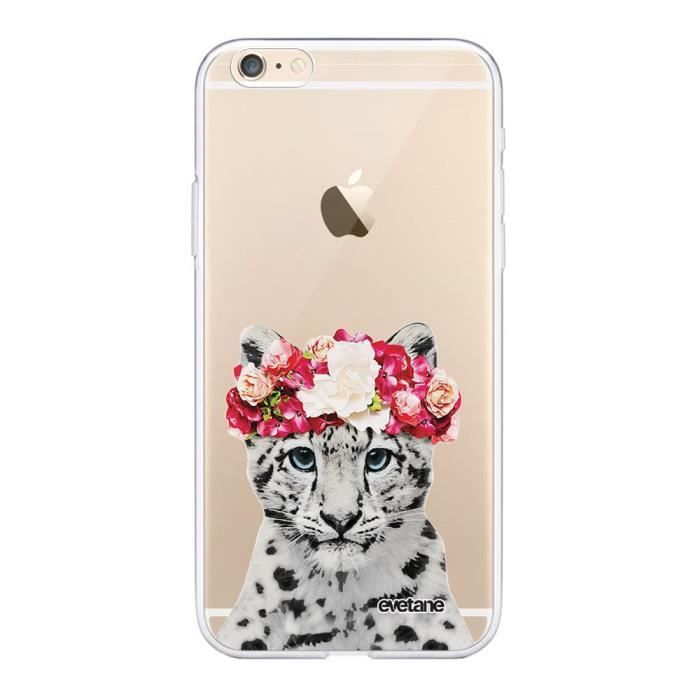Coque iPhone 6/6S 360 intégrale transparente Leopard Couronne Ecriture Tendance Design Evetane