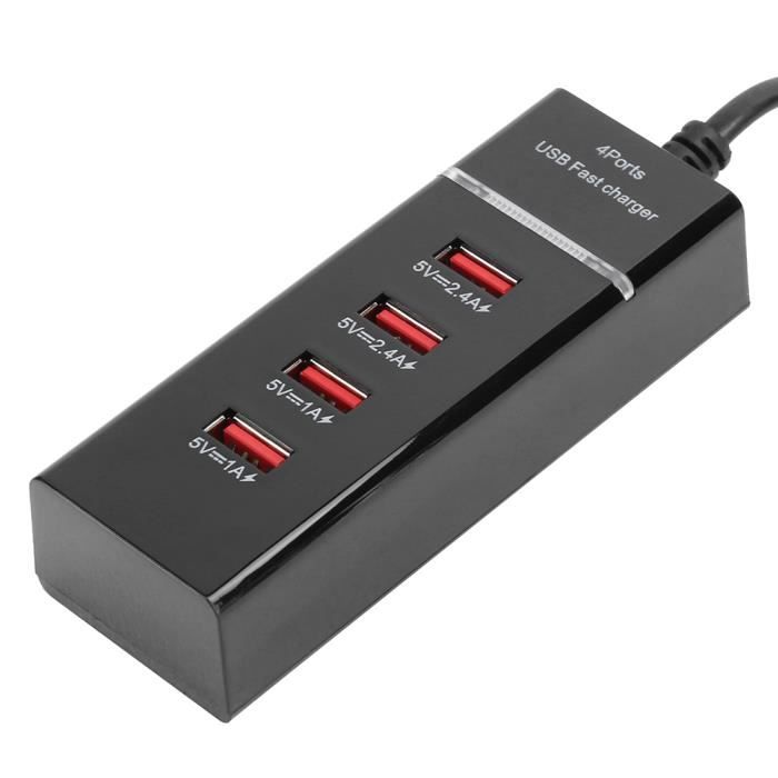 Fdit Chargeur rapide multi-ports Chargeur de Câble Universel 3A de Téléphone Portable Bureau Multiple 4 Ports USB EU