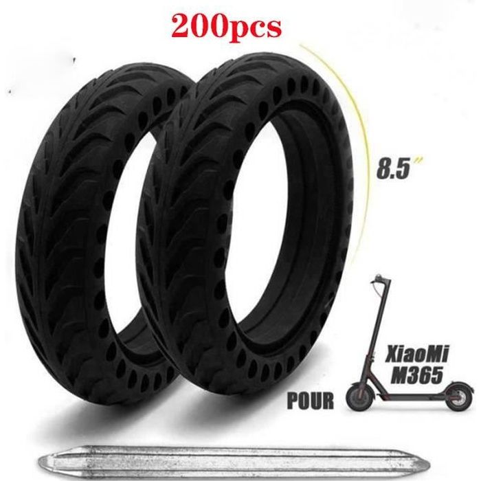 200PCS Pneu Plein Xiaomi M365 8.5 Pouces X 2 Avant/Arrière pour Scooter électrique Noir
