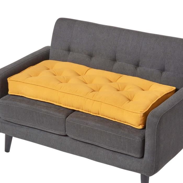 Coussin rehausseur pour canapé en coton, Jaune moutarde