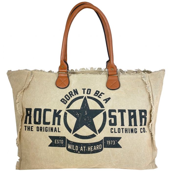 Sac à main en toile XL Krlot BEIGE - K0280N - Marque française