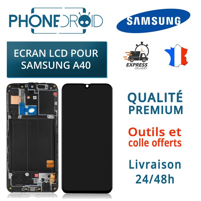 Écran complet LCD + Tactile Samsung A40 (A405) avec châssis + Outils, stock FR