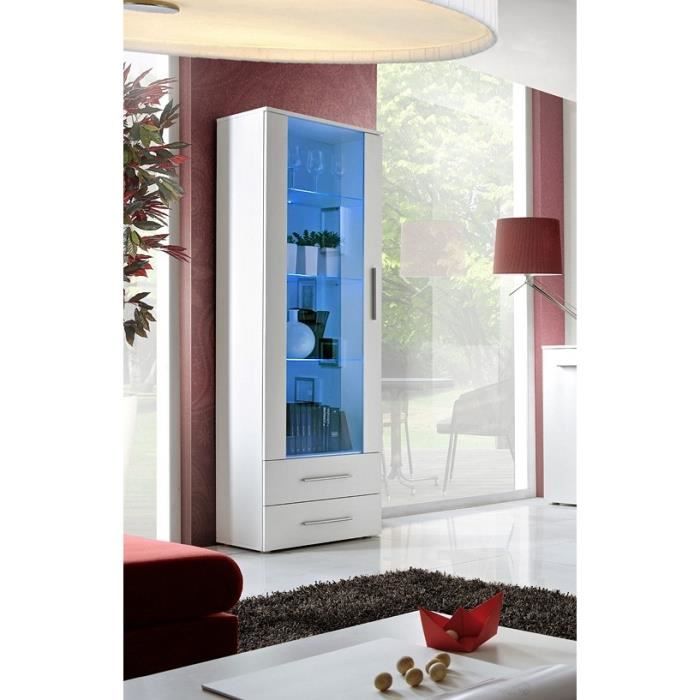 Vitrine NEO I design, coloris blanc mat + LED. Meuble moderne et tendance pour votre salon. 40 Blanc
