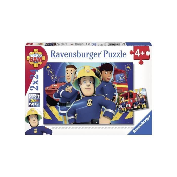 Coffret de 2 Puzzles Enfant Sam Le Pompier 24 Pieces : Sam Avec Ses Amis Et Le Camion Pompier - Ravensburger Collection Dessin Anime