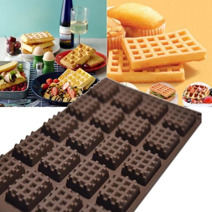 Moules à gâteaux, Silicone de cuisine Mini gaufres rondes Casserole gâteau Panneau de chocolat Plaque à gaufr