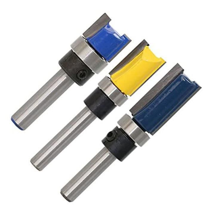 3 PièCes SéRies 1-4 Pouce Tige Affleurante Garniture Routeur Bits Modèle Modèle Routeur Bit Ensemble Travail Du Bois Roulement Supé