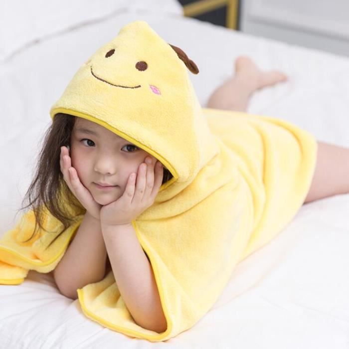 Peignoir Bébé Sortie de Bain Flanelle Cape d'enfant Couverture,drap de bain à Capuche Hiver Automne Serviette Mignon Abeille