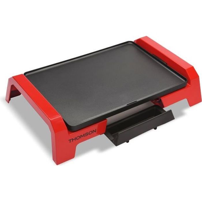 THOMSON - THPL935 - Plancha Electrique - Puissance : 2000 W - Revêtement anti-adhésif - Coloris Rouge/Noir