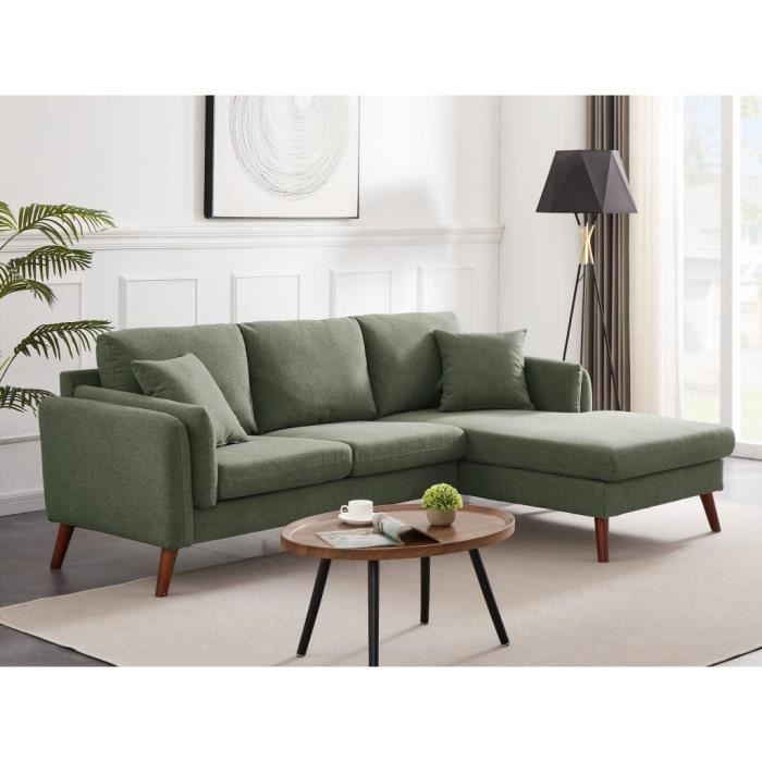 Canapé d'angle Tissu Scandinave Confort Vert