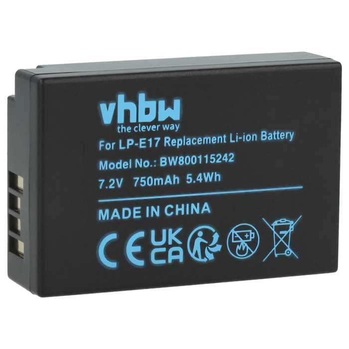 vhbw Batterie compatible avec Canon EOS 200D, 250D, 750D, 760D, 77D, 8000D, 800D, 850D appareil photo digital reflex APRN (750mAh,