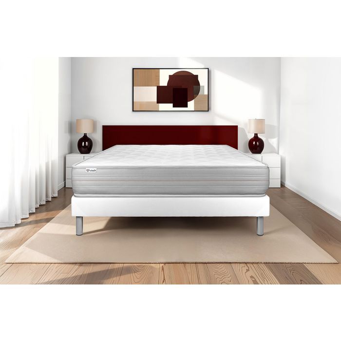 Ensemble VITALMEMO 180x200 Mémoire de forme 3 zones + sommier kit blanc
