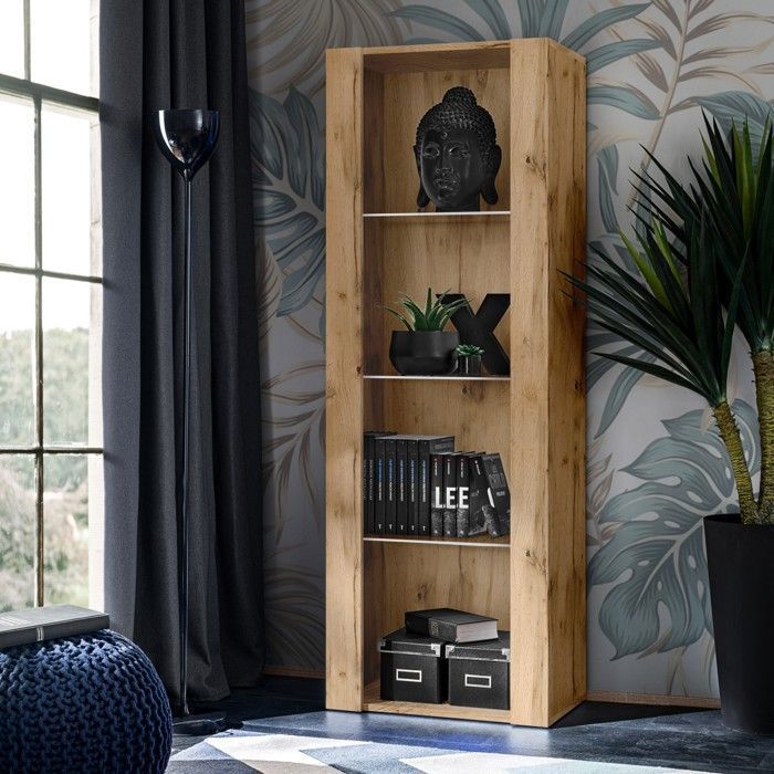 Vitrine armoire Tivoli Komodee - sans LED - Bois naturel Mat & Bois naturel - L55cm x H159cm x P35cm