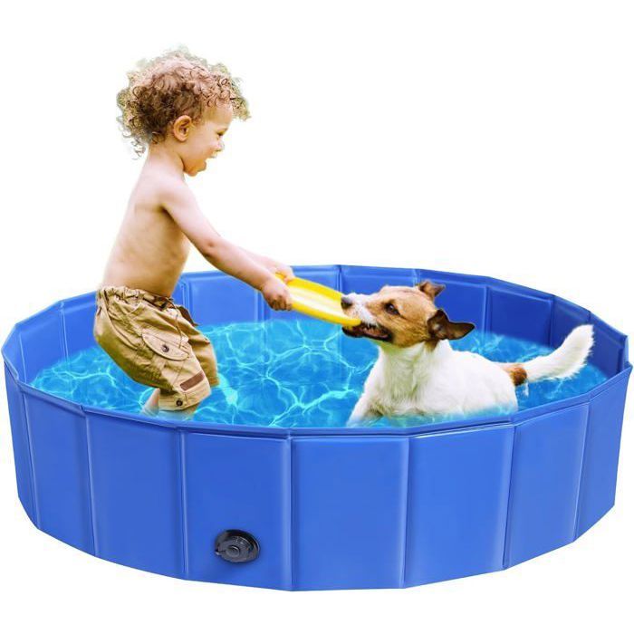 Piscine Pliable pour Chien PVC 120x30CM Bassin de Baignade Portable pour Animaux