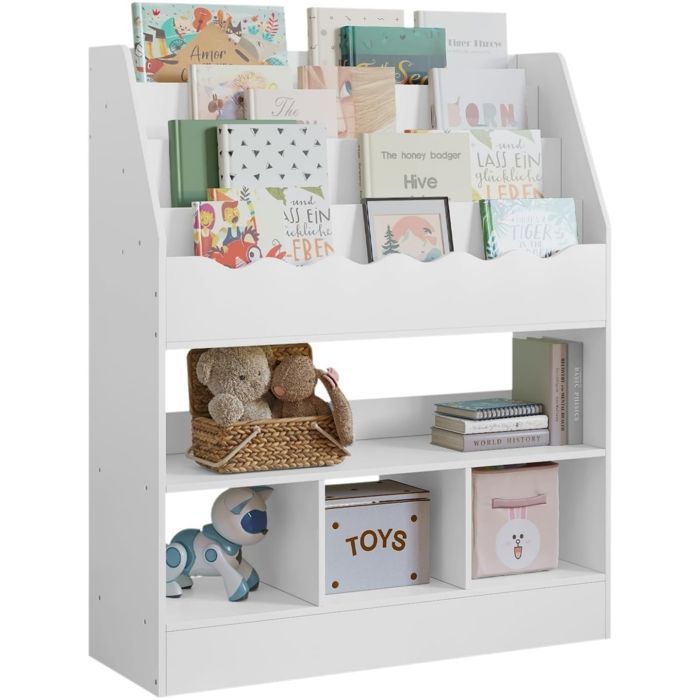 WOLTU Bibliothèque Enfant Rangement Jouet Enfant à 6 Niveaux en MDF Blanc 83x30x100cm W0ETT0202