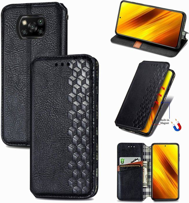 Housse pour Xiaomi Poco M4 Pro 5G - Noir - Etui en Cuir PU - Antichoc - Portefeuille