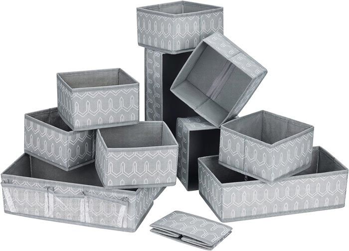 Boite De Rangement Vetement Lot De 8 Boîtes De Rangement Pour Tiroirs - Organisateur Soutiens-Gorge, Chaussettes, Culottes - Pliable Rangement Armoire Vetement