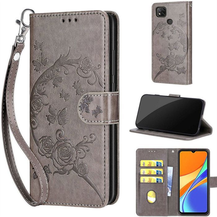 Coque Portefeuille Pour Xiaomi Redmi 10A Et 9C - Cuir Synthétique Noir, Anti-choc, Neuf