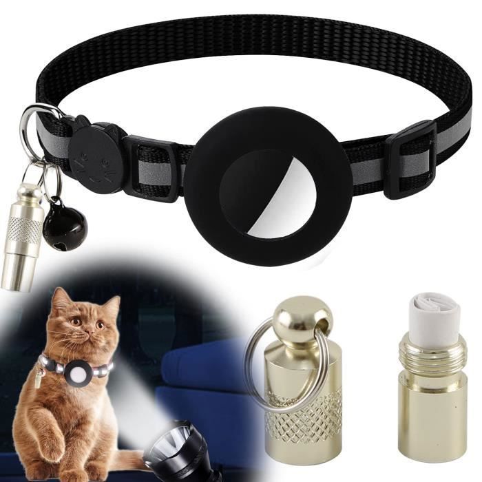 Comparer les prix de AirTag Collier pour Chat Collier GPS AirTag Anti-Perte Rflchissant Collier avec Clochette et Nom tiquette pour Chats - noir COLLIER