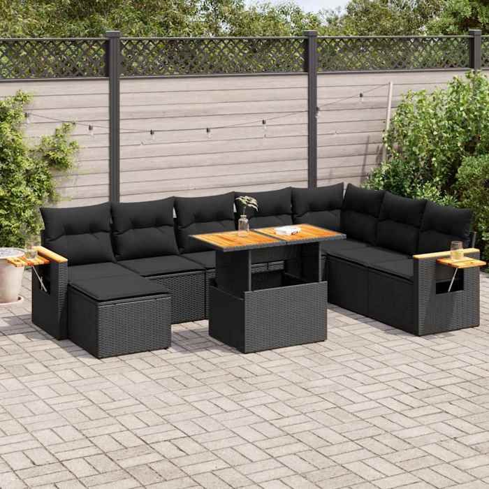 VidaXL Ensemble Salon de Jardin 9 Pièces avec Coussins Aluminium