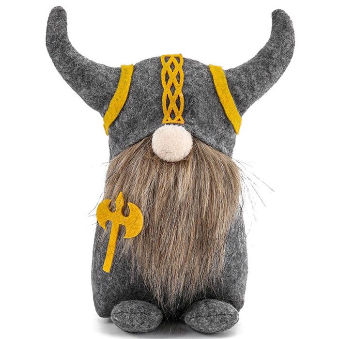 Peluche Nain Viking Sans Visage - 26x21x10 Cm, Armes Amovibles, Décoration Maison Ou Cadeau Original