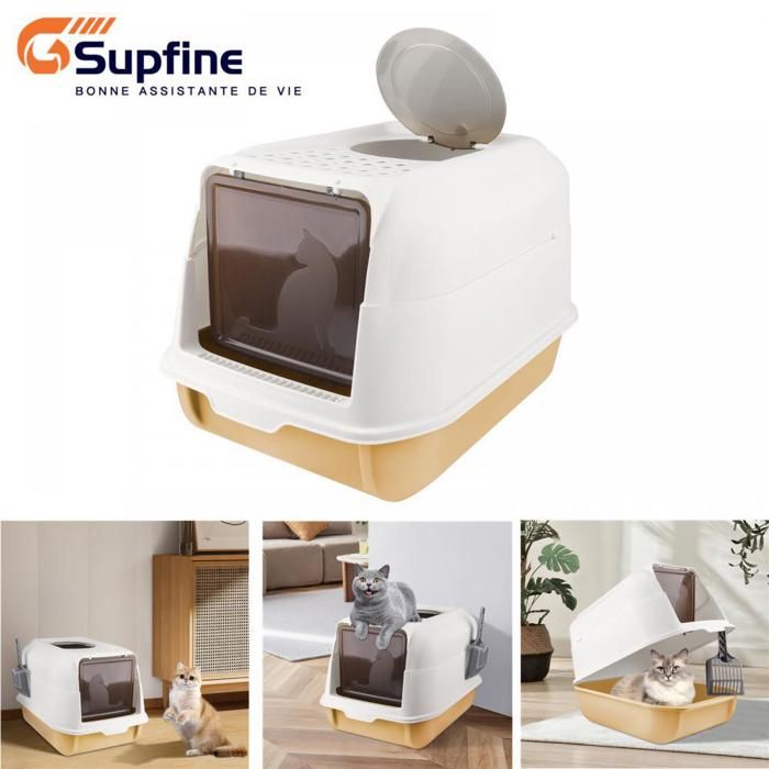 Meilleurs prix pour SUPFINE Bac à Litiere pour Chat avec Couvercle,  pour Chat Anti Odeur, 36*51*34cm Maison de Toilette Chat avec Pelle à Litière