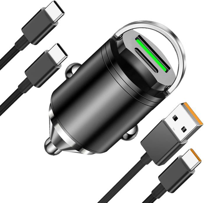 Chargeur Allume-cigare 66W 6 Ports (USB-C PD + USB-A QC) Avec Voltmètre LED - Charge Rapide Voiture Pour IPhone, Samsung, Etc. - 4