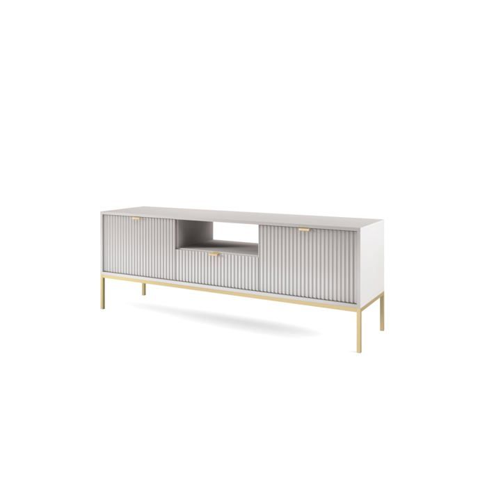 Meuble TV : Gris or 154 x 39 x 56 cm poignées dorées