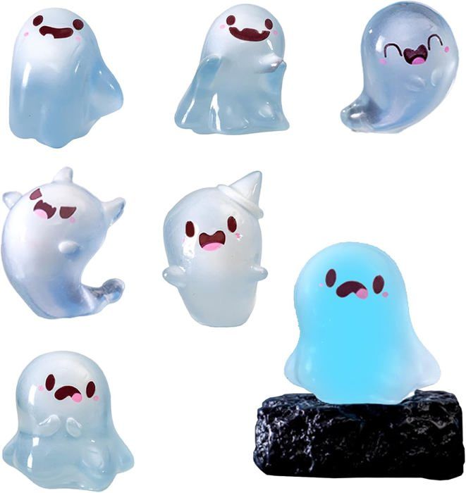 20 PCS Mini Figurine Fantômes,Mini Lumineuses En Résine, Pour ...