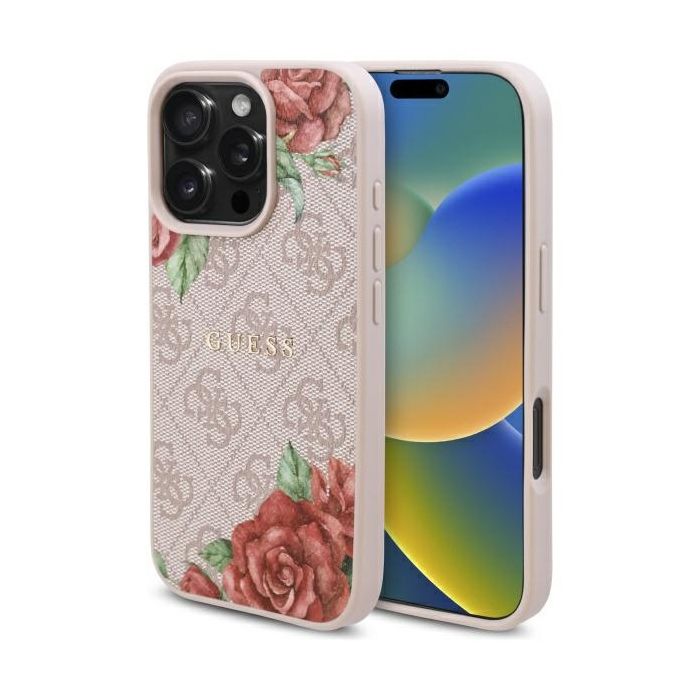 Coque pour iPhone 16 Pro Max Guess Hardcase 4G Flower Print Flower Print MagSafe GUHMP16XP4ROPEMCP