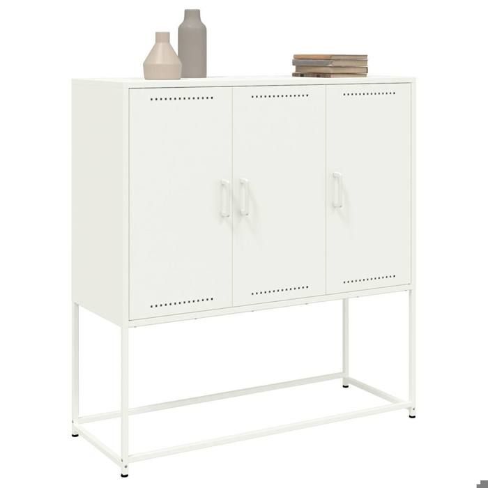 Promotion mai * Buffet haut - Armoire haute salon - blanc 100 5x39x107 cm acier EU1503846541