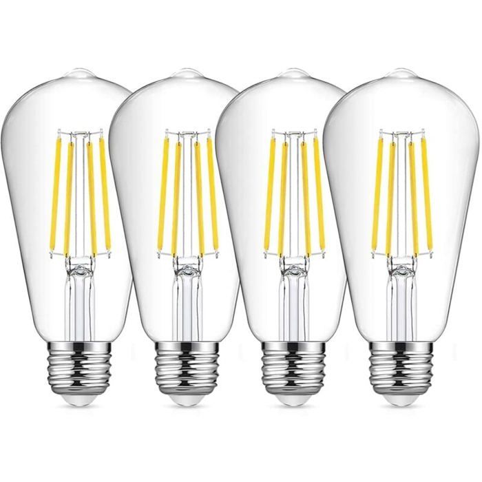 Ampoule à filament LED E27 ST64 ampoule vintage blanc froid 8 W 6500 K ampoule Edison vintage lampe antique rétro 4pc