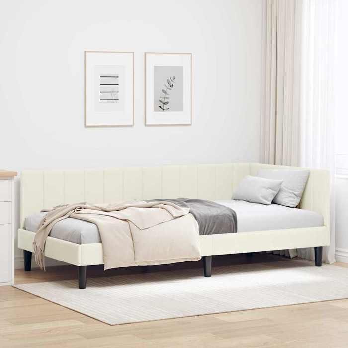 vidaXL Cadre de lit dangle Crème 90 cm x 190 cm Velours 42016345