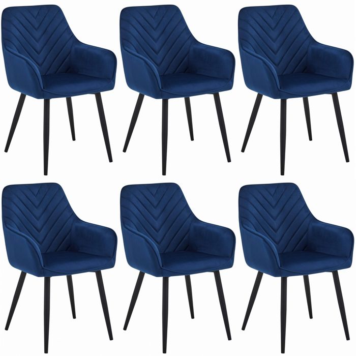 Chaise Komodee NEMI - 6 Pieces - BLEU - Tapisser en velours 61 x 54 x 84 cm Chaise Komodee NEMI - 6 Pieces - BLEU - Tapisser en velours 61 x 54 x 84 cm
