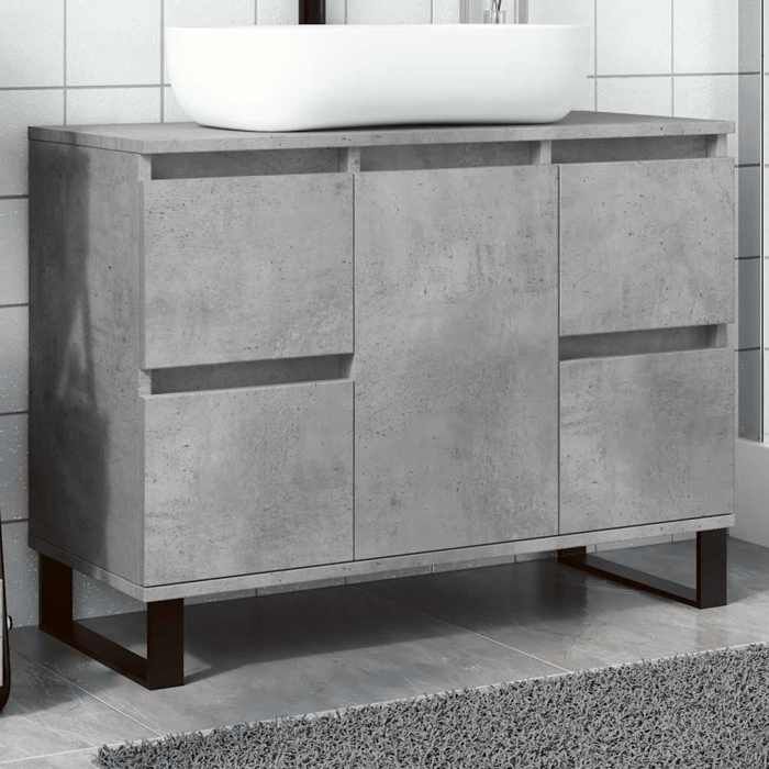Gris Armoire de lavabo salle de bain SARAZYJ ARMOIRE WC MODERNE gris béton 80x33x60 cm E2438