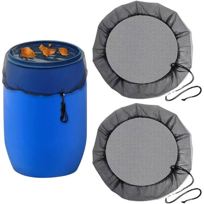 Filet Anti-Moustique pour Récupérateur dEau de Pluie 2 Pièces Couvercle de Tonneau Ajustable Filet de Protection contre Feuille