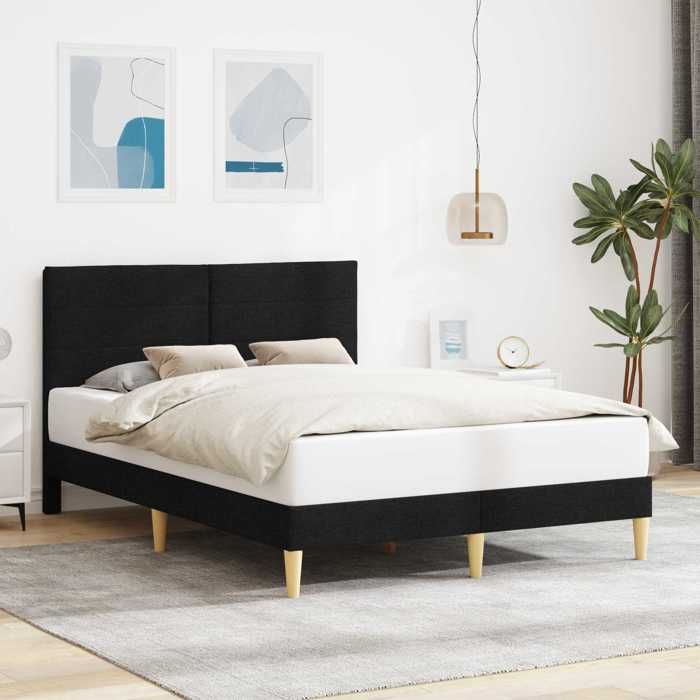 vidaXL Cadre de lit avec tête de lit Noir 160 x 200 cm Tissu 42027596