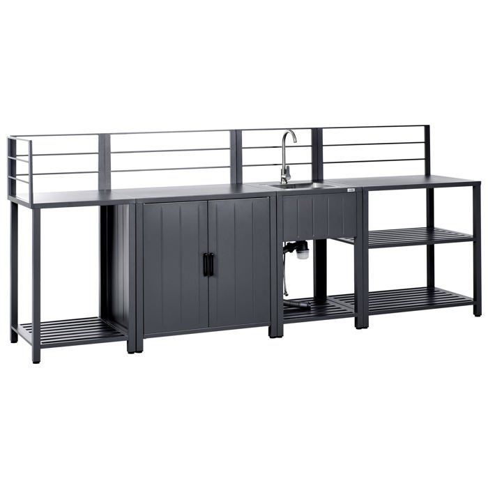Cuisine dextérieur 4 pièces avec évier VIGGIANO Métal Gris graphite