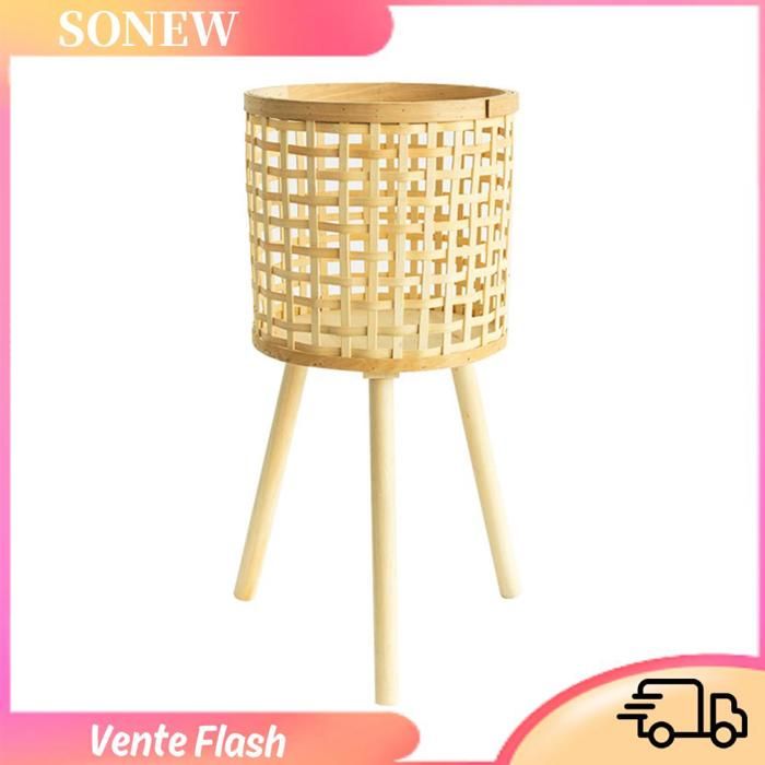 Sonew Support de fleurs tissé en bambou Pot De Fleurs Tressé En Imitation Rotin étagères Hautes Pour Salon ~~ piscine outils