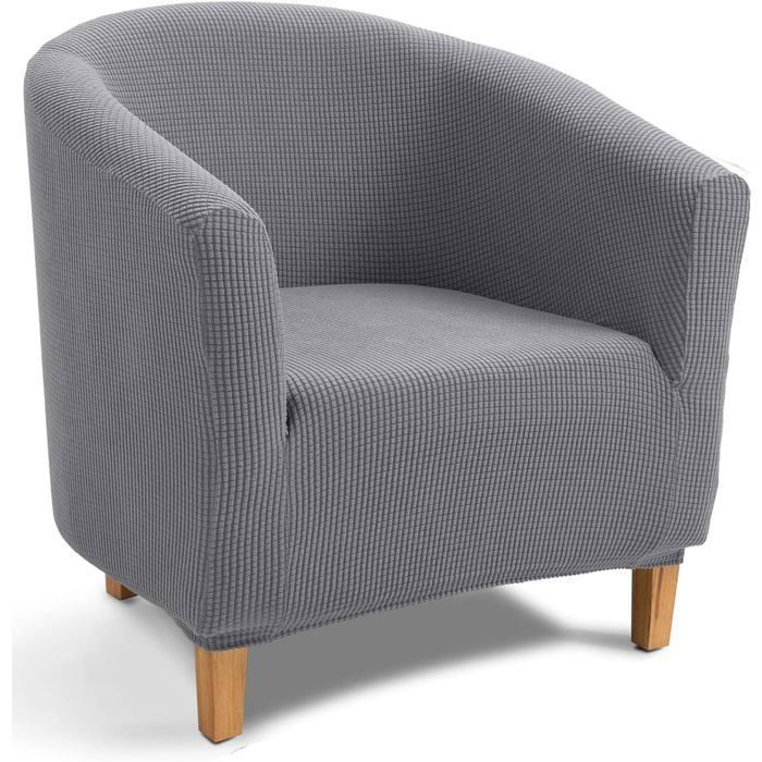 Jacquard Housse de Canapé Tub Chair Housse Fauteuil Club Extensible Lavable Antidérapant(Gris Clair) Femeo