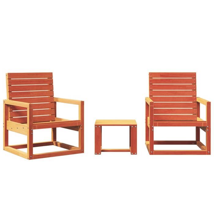 VENTE-FLASH Salon bas de jardin Anti-uv - 3 pcs - cire marron bois de pin massif(17473844646)VIDAXL