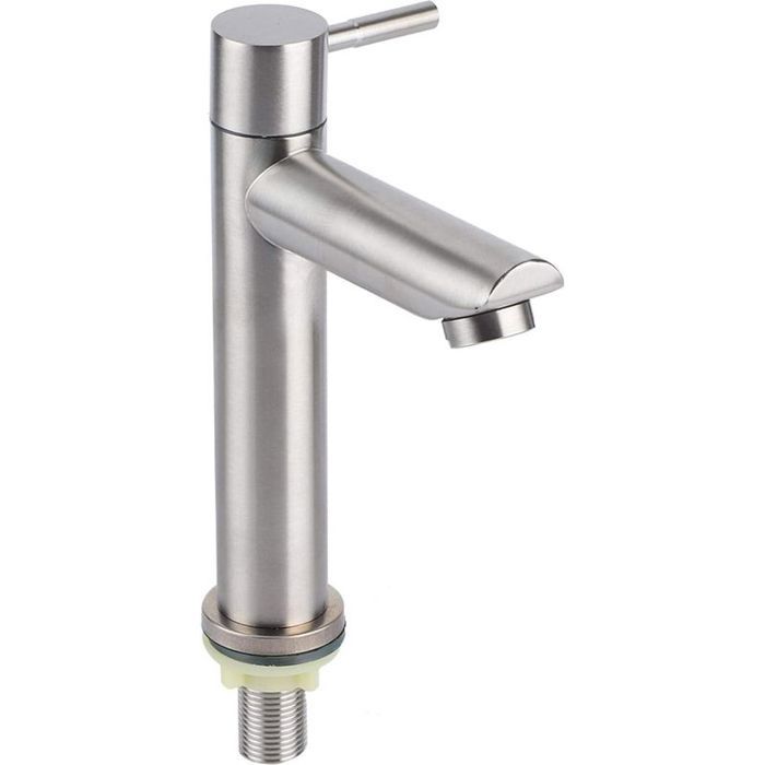Robinet deau froide - PZCC - Robinet Froid Simple - Acier inoxydable 304 - Poignée unique - Monotrou G1/2